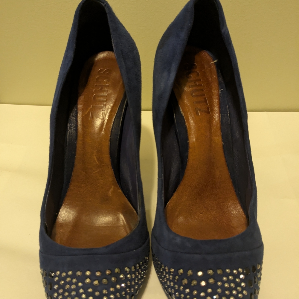 SCHUTZ Blue Studded Heels